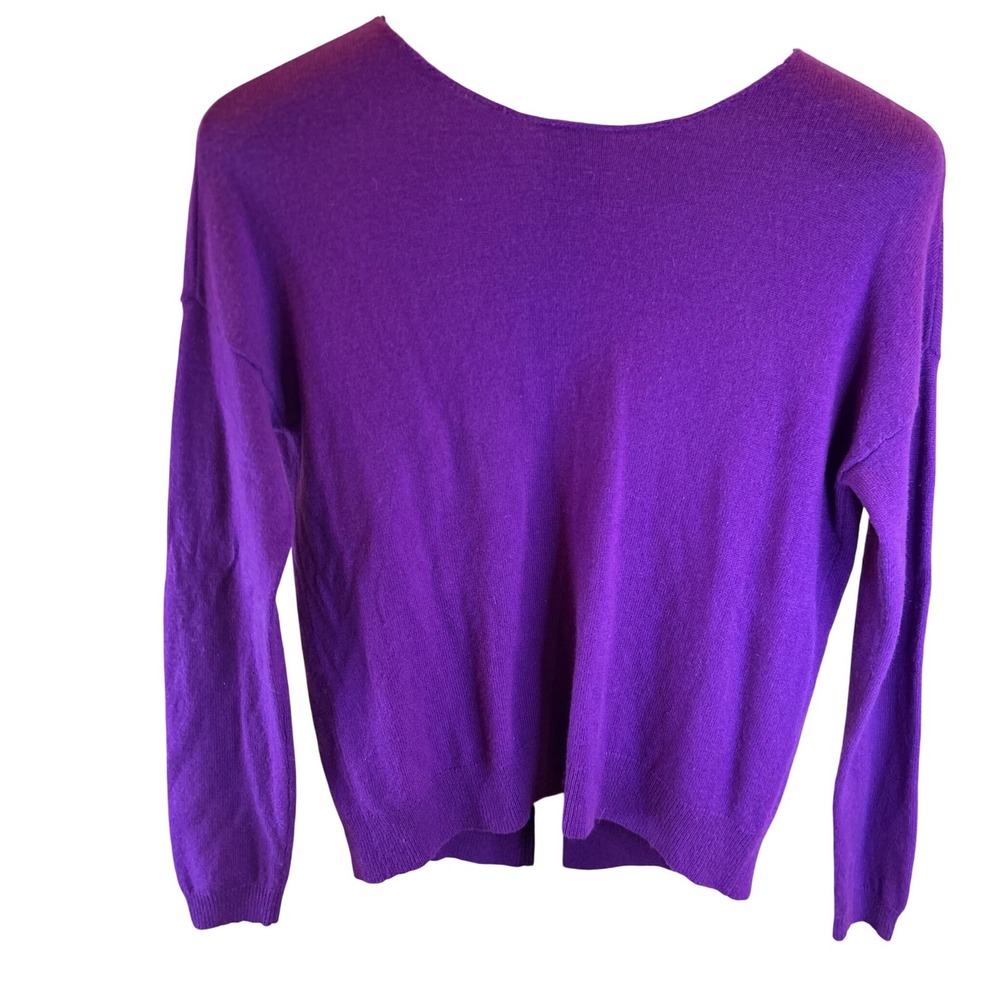 Only Mine Purple Wool Cashmere Blend Exposed Back Zipper Sweater Womens Medium‎
